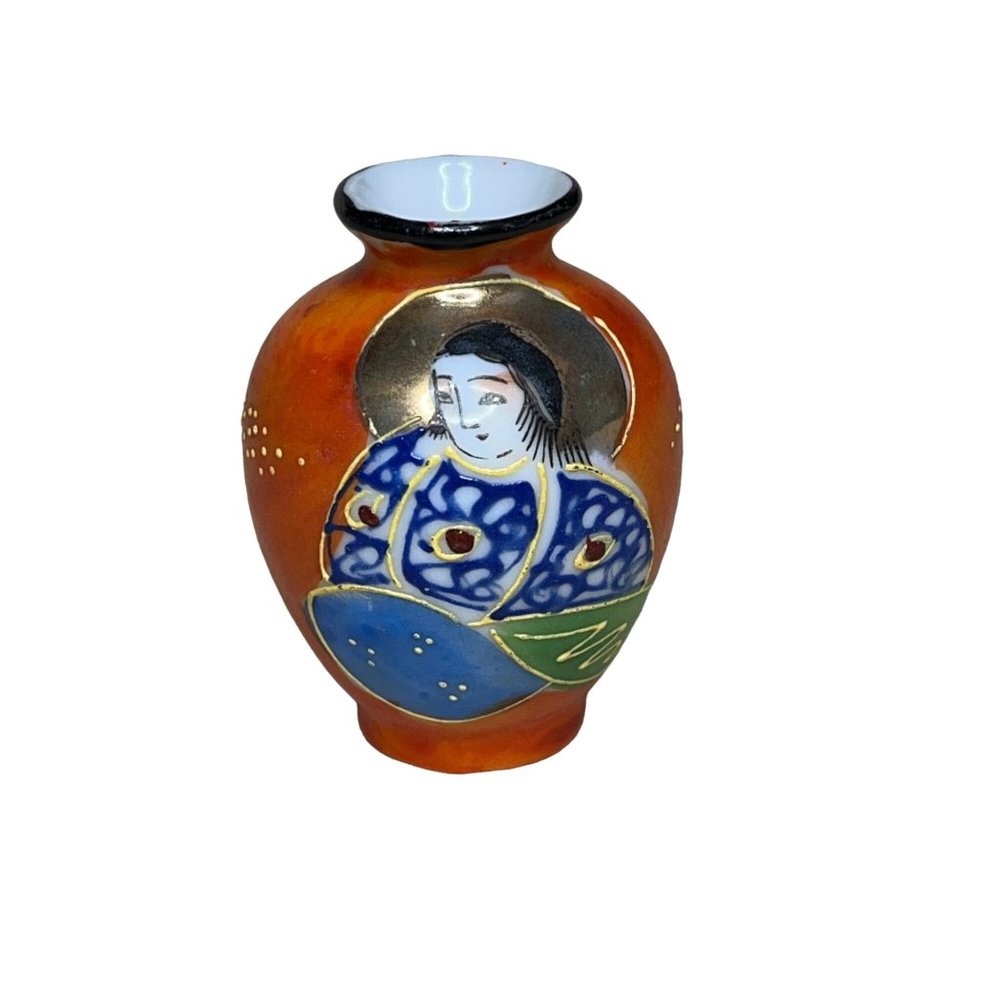 Vintage Porcelain Miniature Vase Orange Made in Japan
